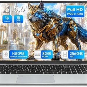 15.6 Inch FHD Laptop Celeron N5095,8GB RAM 256GB SSD,Laptop Computer with 5000mAh Battery,IPS 1920?1080/WiFi 5/Bluetooth 5.0/Win 11/Keyboard Backlit/Fingerprint Recognition/USB 3.0/Suitable for Office