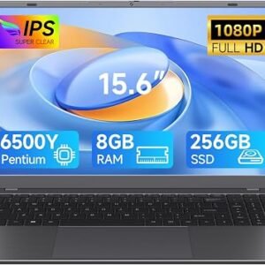 15.6 Inch FHD Laptop, Pentium Gold 6500Y Processor(Up to 3.4GHz) - 8GB RAM 256GB SSD Fast Dual-Band WiFi,5000mAh Battery,Bluetooth 5.0,2*USB 3.2,Type-C for Study, Home& Office