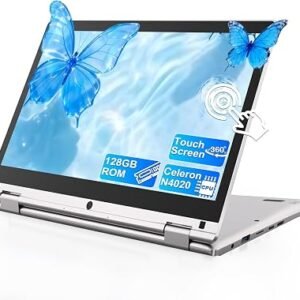 11.6 Inch Laptop Computer, Touchscreen Laptop with 360? Foldable Design, Celeron N4020 Processor, 6GB RAM 128GB SSD, Portable Student Laptop with WPS Office, Webcam, WiFi 5 & Bluetooth 5 - Sliver