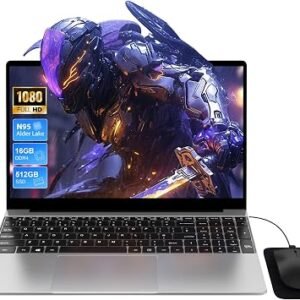 15.6 Inch Laptop, Quad Core N95 up to 3.4GHz, 16GB RAM 512GB SSD, with Backlit Full-Size Keyboard/Numeric Keypad/Type-C Charging, 5G WiFi/BT/HDMI/USB 3.0, Win11 Notebook for Work Study, Mouse Included