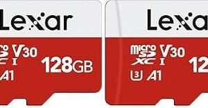 Lexar 128GB Micro SD Card E Series, microSDXC UHS-I Flash Memory Card with Adapter - Up to 100MB/s, A1, U3, Class10, V30, High Speed TF Card (Pack of 2)