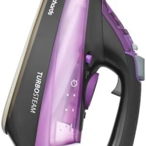 Morphy Richards Turbosteam Steam Iron, Non stick Ceramic Soleplate, 170g Boost, 50g Output, 380ml Water Tank, Anti-Scale and Drip, Auto Shut-off, 3m Cord, 2800W, Purple and Black, 303140