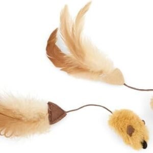 Petface Feather Tail Mice Plush Cat Toy, 2 Toys (Pack of 1)
