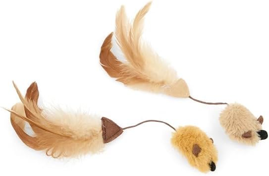 Petface Feather Tail Mice Plush Cat Toy, 2 Toys (Pack of 1)