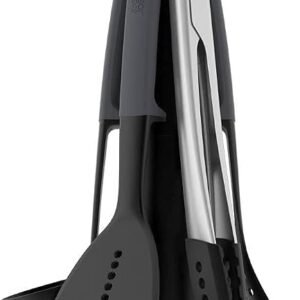Joseph Joseph Elevate - Kitchen tools & gadgets Carousel 6-Piece Utensil Set with rotating stand, Ergonomic silicone handles, non stick head- Grey, 4