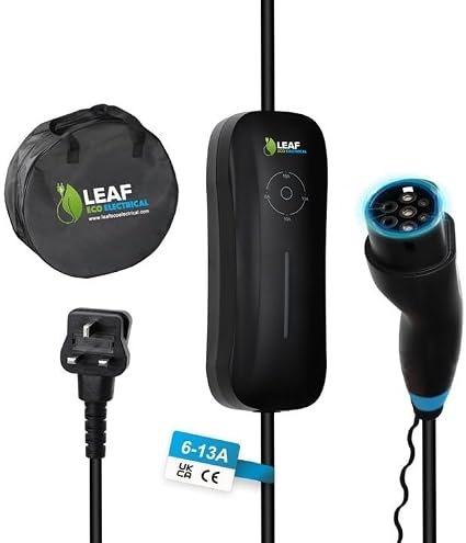 3kW Portable EV Charger | Portable EV Charger | Electric Vehicle Charger | Type 2 | 3kW | Portable Charging | UK 3-Pin Socket | Portable | Black | 15x15x3.5cm