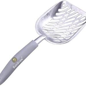 SunGrow Cat Litter Scoop, Premium Multicat Metal Sifter with Deep Shovel, Non-Slip Handle & Curved Design for Maximum Coverage, Durable, Heavy Duty Cat Poop Scooper for Litter Box