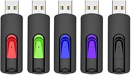 Vansuny 5 Pack USB Stick 64GB USB Flash Drive USB 2.0 Memory Stick Retractable Design Thumb Drive 64g USB Drive for Data Storage (Black, Green, Blue, Red, Orange)