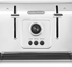 Morphy Richards Venture Brushed 4 Slice Toaster - Brushed Stainless Steel - Defrost Setting - High Lift Feature - 240130