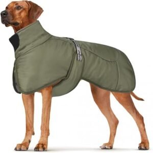 Dog Coats WaterProof Windproof Warm Winter Safe Threaded Reflective Strips Jacket for Medium Large Dogs with Harness Hole Puppy Pet Cold Weather Outfit Clothes Vest (Green, 5XL)