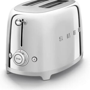 Smeg TSF01SSUK 2 Slice Toaster, Extra Wide Slots, 3 Pre-Set Options, 950W, Stainless Steel