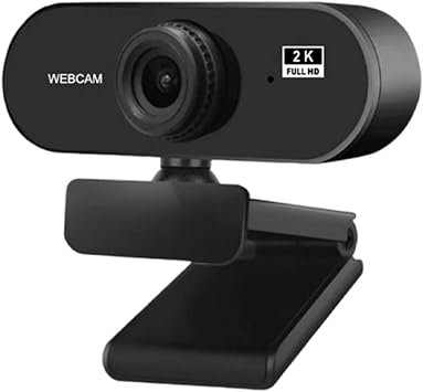 USB Webcam with Microphone, Full HD 2K Web Cam for PC and Laptop, Plug-and-Play, Auto Light Correction, 360? View for Live Streaming Gaming Studying Conferences