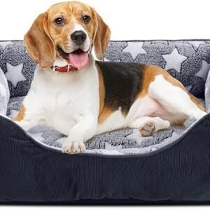 MIXJOY Dog Bed Medium - Washable Cosy Pet Bed, 63 x 53 x 21 cm Grey