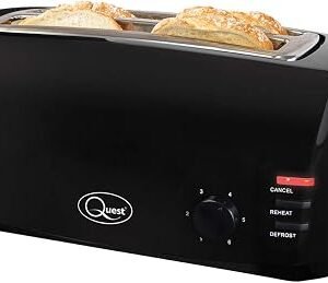 Quest 4 Slice Toaster with 6 Settings 1400W Black