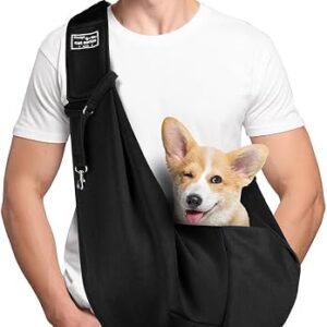 Adiwo Puppy Carrier - Reversible Hands-free Dog Carry Sling for Small & Medium Dogs & Cats, Soft & Comfortable, Adjustable Dog Carrier Bag Shoulder Tote for Outdoor Walking, Travel & Shopping