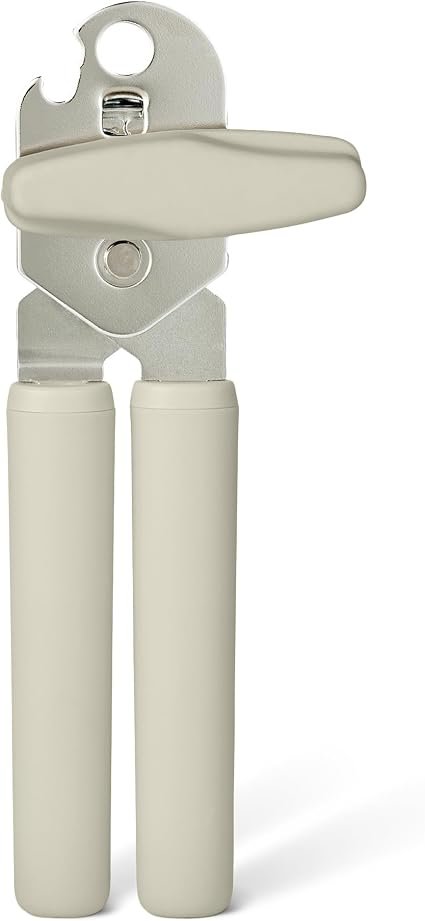 Amazon Basics Manual Can Opener, Soft Grip Handle, Linen Gray