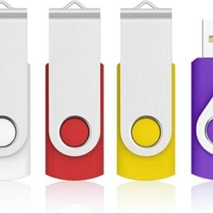 KOOTION 8 GB USB Flash Drive 5Pack USB 2.0 Stick Swivel Memory Stick 8 GB Pen Drive Metal Cap Thumb Drives (5 Mix-color: Black, White, Red, Yellow, Purple)