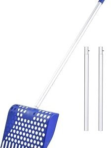 Chicken Poop Scooper Rake Sifting Shovel Litter Scoop Farm Animals Litter Cleaning Tool 4 Section 61 To 180cm Adjustable Aluminum Alloy Long Handle Detachable Shovel For Stall Farm Animals Poultry