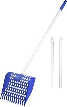 Chicken Poop Scooper Rake Sifting Shovel Litter Scoop Farm Animals Litter Cleaning Tool 4 Section 61 To 180cm Adjustable Aluminum Alloy Long Handle Detachable Shovel For Stall Farm Animals Poultry