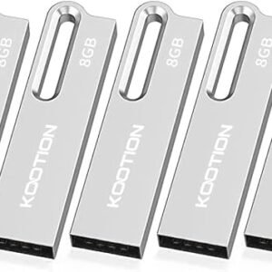 KOOTION 8GB Metal USB 2.0 Stick Flash Drive Memory Stick Thumb Drive for Data Storage 5Pack Silver