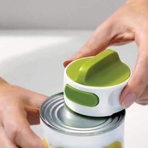 Easy-Grip Rotary Can Opener, Manual Jar Bottle Opener with Simple Push-Button Operation for Kitchen, Heavy-Duty ABS and Stainless Steel Build