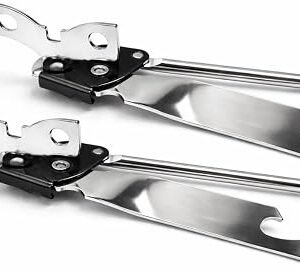 2 Pack Can Opener with Butterfly Twist ? 3-in-1 Manual Tin, Bottle & Lid Opener with Long Handle Grip, Heavy Duty Durable Kitchen Tool for Home & Camping - Stainless Steel