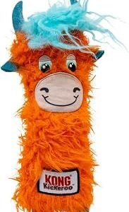 KONG Kickeroo Highland Cow Cat Toy, Plush with Crinkle Sound and Fluffy Tail, Catnip, Assorted Colours, 1 Pack