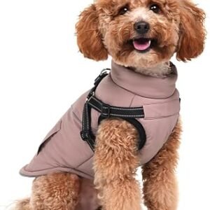 Dog Coat with Harness, Waterproof Winter Jacket Warm for Small Dog,Pink S | Reflective Windproof Cold Weather Dog Coat with Harness, Fleece Lined, Zipper,...