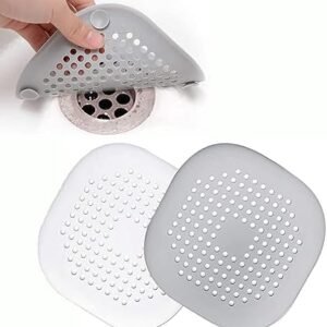2 Pcs Silicone Drain Protector with Sucker, Sink Strainer Protector, Shower Drain Covers Hair Catcher, Strainer Plug Trap Filter for Bathroom, Bathtub, Kitchen