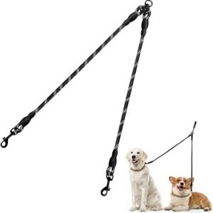 Taglory Dog Lead Splitter 2 Way, Double Lead for Walking 2 Dogs No Tangle, for Puppy Small Medium Dogs, 30 inches Black