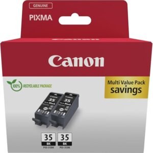 Canon PGI-35 Twin Pack of 2 Cartridges (2x Black) Genuine (Recycled Cardboard Multipack)