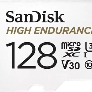SanDisk 128GB High Endurance microSDXC card for IP cams & dash cams + SD adapter up to 10,000 Hours Full HD / 4K videos up to 100 MB/s UHS-I Class 10 U3 V30
