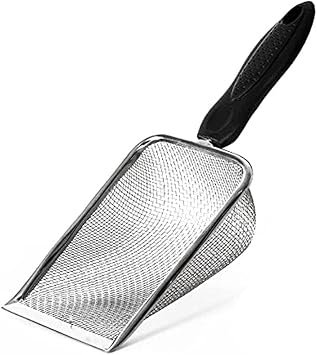 Oncpcare Small Holes Cat Litter Scoop, Metal Litter Scooper Long Handle, Heavy Duty Kitty Litter Sifter Litter Cleaning Tool