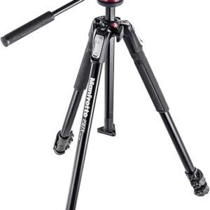 Manfrotto MK190X3-2W Tripod Kit, 3-Section Aluminium with 2-Way Fluid Head, Black/Anthracite, for Mirrorless and DSLR Cameras