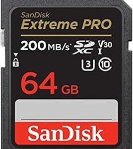 SanDisk 64GB Extreme PRO SDXC card, SD Card, V30 Memory Card, 4K UHD, up to 200 MB/s, SanDisk QuickFlow Technology, RescuePro Deluxe Data Recovery Software, UHS-I, Class 10, U3, V30