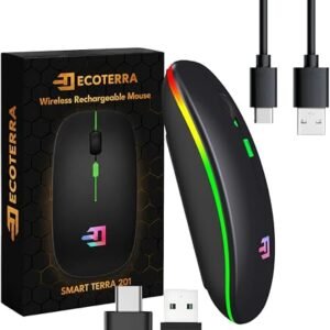 ECOTERRA Wireless Rechargeable RGB Mouse, Matt Black