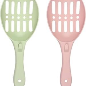 2-Pack Cat Litter Scoop Set, Heavy-Duty Non-Stick Poop Scooper, Pink/Green
