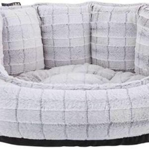 Petface Plush Oval Dog Bed, White, Medium (Pack of 1)