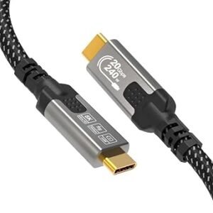 USB C to USB C 1M,240W/20Gbps USB C 3.2 Gen2 x 2 data cable, 8K@30Hz / 4K@144Hz Video transmission for laptop,iPhone 16, Samsung Galaxy S25 S24, monitor,Hubs, SSDs, Displays