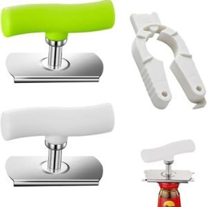 3 Pcs Effortless Adjustable Jar Opener with Multifunctional Bottle Opener,Durable Stainless Steel with Non-Slip Handle for Elderly Seniors