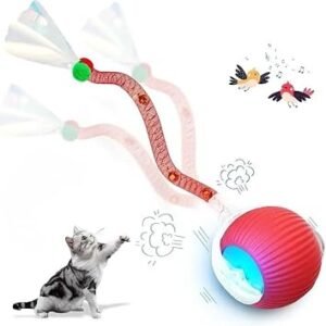 Elegancy Speedy Tail 2.0 Interactive Cat Toy | Speedy Ball Cat Tail Automatic Rolling Ball Toys for Indoor Cats Dual Speed Control Pet Toys (Red)