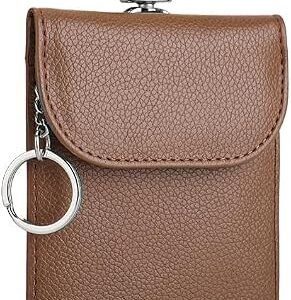 RFID Signal Blocker Faraday Pouch for Car Keys, Premium PU Leather, Jammer for Keyless Entry, Relay Attack Prevention (Brown)