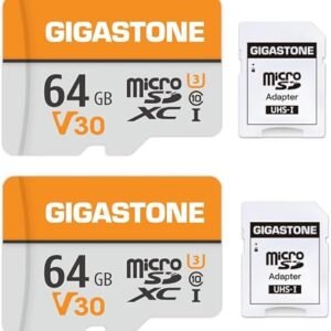 GIGASTONE 64GB Micro SD Card 2-Pack, V30 4K Video Recording, Surveillance, Security Camera, Dash Cam, Drone, 95MB/s MicroSDXC Memory Card UHS-I Class 10, with Adapter