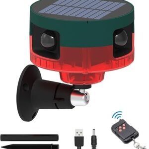 Solar Sensor Security Alarm Lights Outdoor,KINGCOO 360? Motion Detector LED Flashing Strobe Light Warning Lamp Built-in 13Sounds,129db Loud Siren Sound for Home Farm Barn Villa Yard (Red)