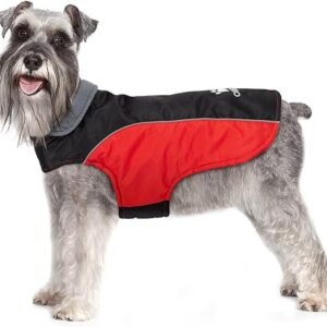 Dog Coat, Waterproof Rain Coat for Small Medium Dog, Warm Dog Clothes Winter Coats & Jackets with Fleece and Reflective Strips (M)
