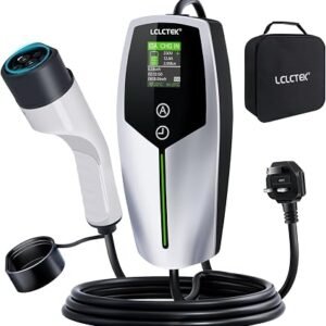 3KW EV Charger Cable Type 2 to 3 Pin Plug 10m/32Ft,Portable UK 3 Pin EV Charger,Electric Car Charger [6/8/10/13A],Car-Charger with LED Display, IP65 Waterproof,Type 2 Cable EVs and PHEV