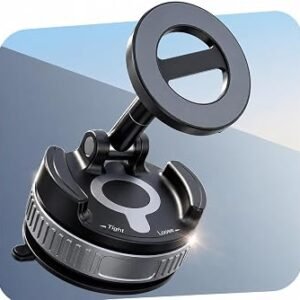GAOQI Car Phone Holder Magnetic Mobile Phone Holder for Car | Car Phone Mount Vacuum Suction Base, 360° Rotating Arm, No-Residue Multi-Surface Fit iPhone 18...