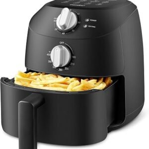 Midea Small Air Fryer 2L, 1150W, 80-200?C, 12 Recipe, BPA-Free, Black