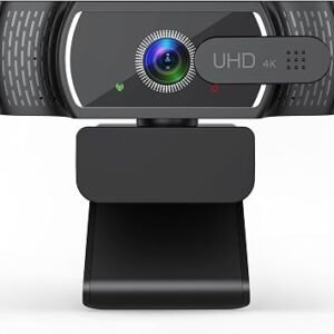 4K/30fps Webcam for PC, Ultra HD Auto Light Correction Webcam, Fast PDAF Autofocus, 2 Noise-Canceling Stereo Mics, 80? FOV, Privacy Cover, Web cam for Laptop, Live Streaming, Video Calling&Conferences