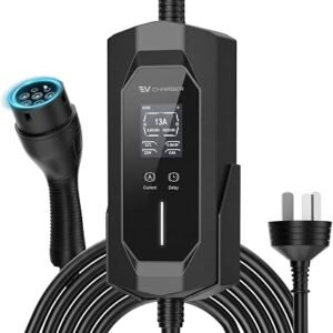 Type 2 EV Charger, EV Charging Cable 10m 6A to 13A 3.1KW Adjustable Current | Portable Electric Vehicle Charger for Home/Travel | IP65 | TPU | Plug-in Hybrid VPC-B57-16AC
